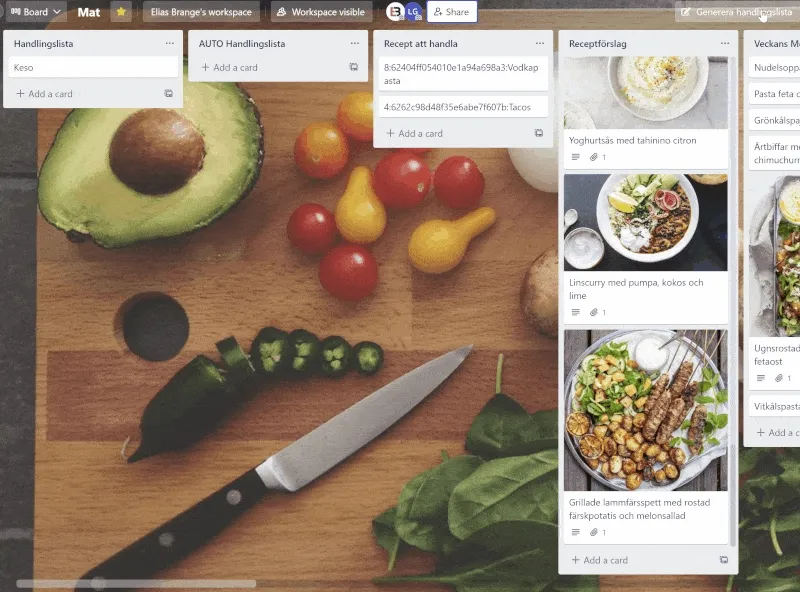 Automatically generated grocery list